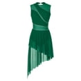 thumbnail image 3 of CHICTRY Women's Lyrical Dance Costume High Low Rhinestone Modern Contemporary Dance Dress Green M, 3 of 6