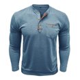thumbnail image 4 of Tisuna Men Autumn T-Shirts Soft Henley Neck Tops Men Solid Outfits For Athletic Casual Size L, 4 of 6