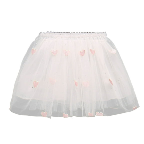 Girls Mesh Skirt, Girls' Tutus Skirt, Toddler Layered Tulles Tutus, Fashion Embroider Short Skirt Tulles Skirts White 3-4Y