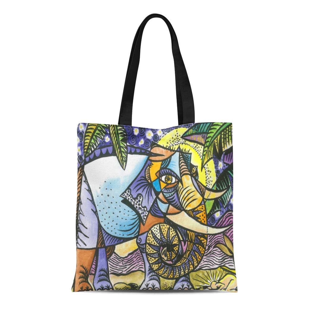 ASHLEIGH Canvas Tote Bag Artforeles Abstract Elephant Jodesigns Homegoods Originalart Reusable