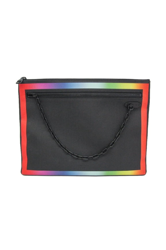 Pre-Owned Louis Vuitton Taiga Rainbow Pochette M30347 Men,Women Clutch Bag Black,Multi-color