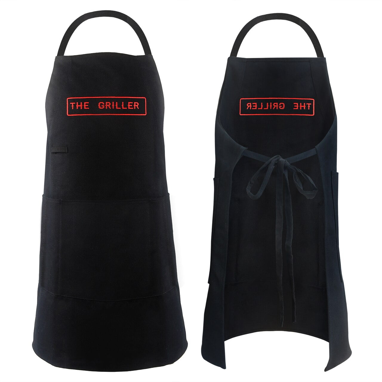 EvrdWear THE GRILLER BBQ Apron with Adjustable Bib, 5 Pockets and Headphones Loop for Men, Women, Chef Cooking in the Kitchen, Indoors or Outdoors, Black, One Size.