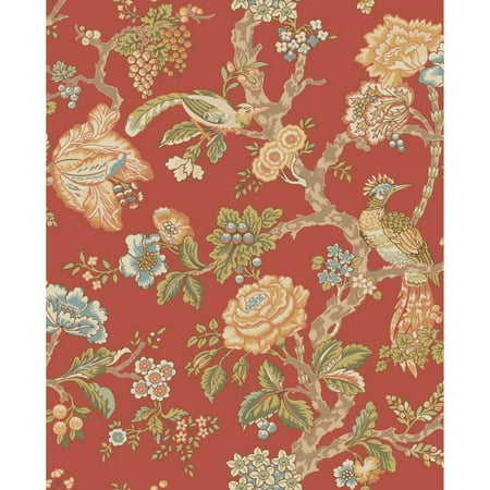- Waverly Classics Casa Blanca Rose Wallpaper, Tomato/Sky Blue/Beige/Olive/Blue Sky/Peach/Cocoa/Moss/Spruce/Yellow-Green