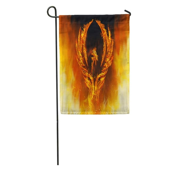 POGLIP Red Fire of Phoenix Bird in Flames Wings Rising from Fiery Furnace Abstract Garden Flag Decorative Flag House Banner 28x40 inch