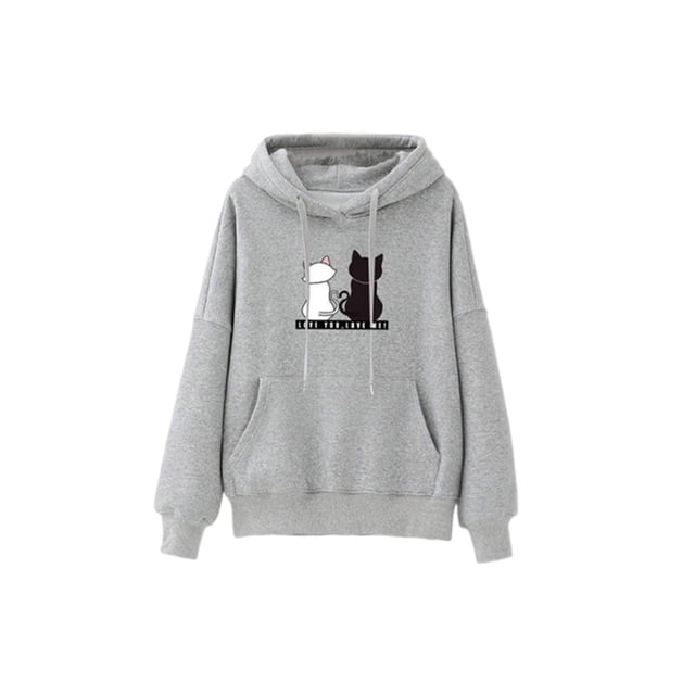 Sudadera con capucha de mujer Sunnimix estampado de gato Gris Talla S