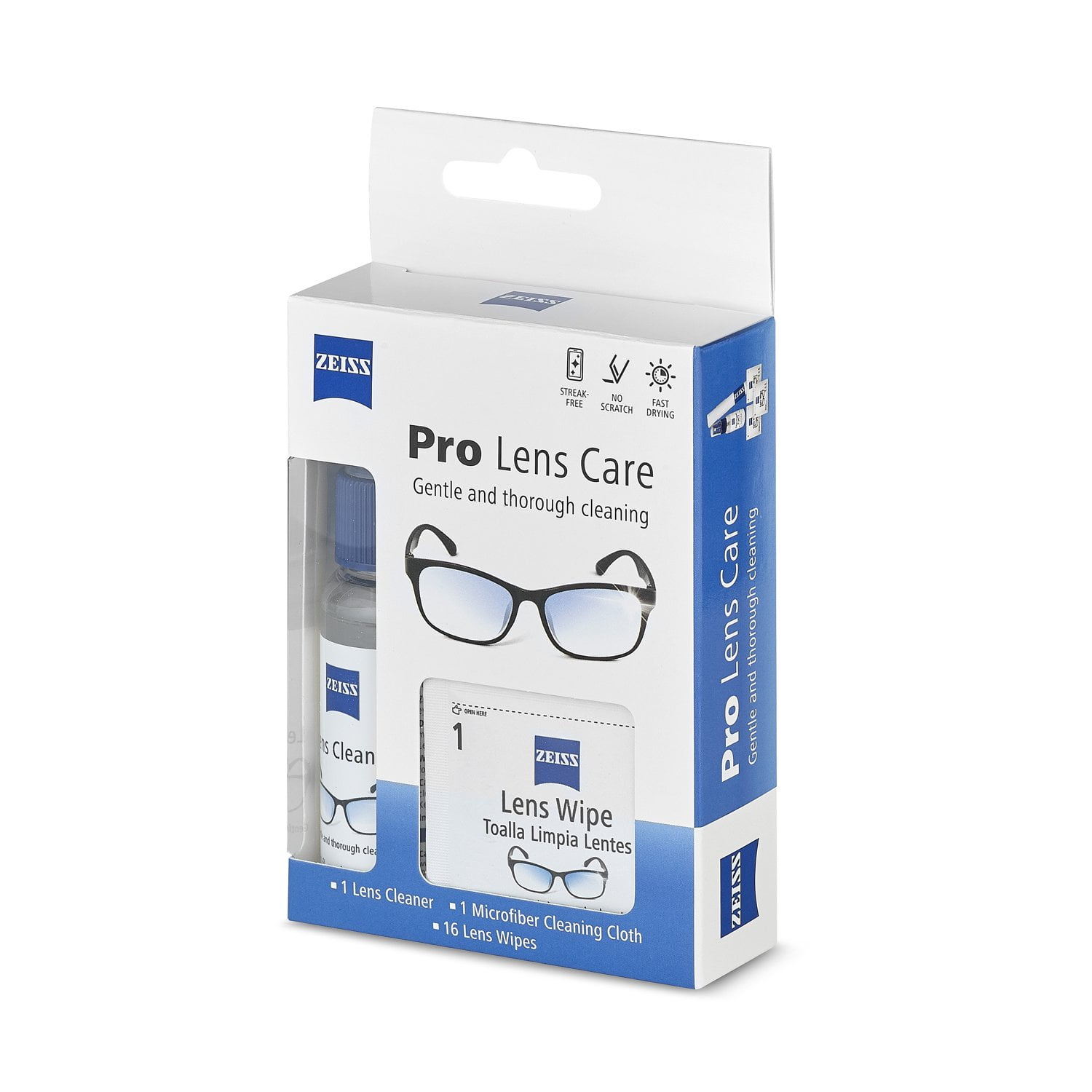 ZEISS Pro Lens Care Kit – Gentle and thorough cleaning , kit includes 1 oz ZEISS Lens Cleaner, Microfiber Cleaning Cloth and 16 lens wipes.