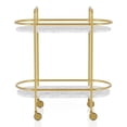 thumbnail image 2 of Furniture of America Harper Metal 2-Tier Serving Cart, Gold and White, 2 of 5