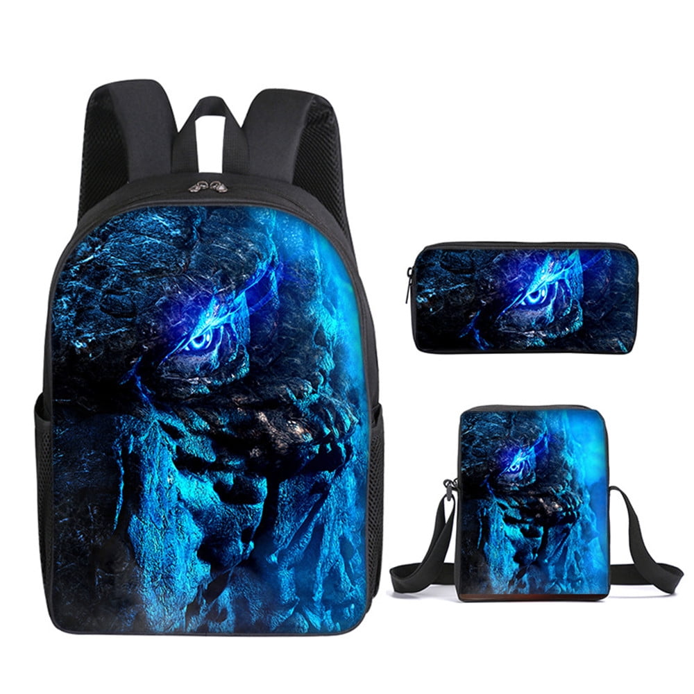 3pcs/set Godzilla Design Boy School Bags Multifunctional Kids