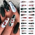 thumbnail image 3 of 24 piezas de uñas postizas navideñas, uñas postizas de cobertura total, uñas navideñas extraíbles para mujeres y niñas, 3 of 8