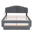 thumbnail image 4 of BTMWAY Queen Bed Frame with Storage, Teddy Fleece Upholstered Platform Bed with Headboard, Wooden Slats and Drawer, Queen Size Bed with USB Charging Ports and LED Light, No Box Spring Needed, Gray, 4 of 10