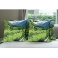 thumbnail image 6 of Ambesonne Nature Throw Pillow Cover 4 Pack, Alpine Scenery Pastoral, 18", Green White, 6 of 7