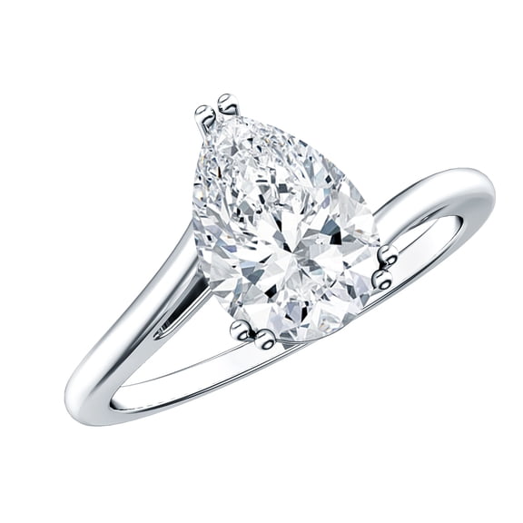 Rosec Jewels 2.2 Ct Moissanite Solitaire Engagement Ring Sterling Silver (7X10 mm) - Pear Shaped Moissanite Ring for Women, US 5.00