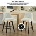thumbnail image 4 of PAPROOS Swivel Bar Stools Set of 2, Modern Counter Height Stools with Linen Upholstery, Kitchen Barstools with Solid Wood Frame for Kitchen Island, White, 4 of 11