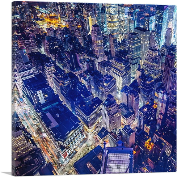 ARTCANVAS Shanghai China Blue View Square Canvas Art Print - Size: 12" x 12" (1.50" Deep)