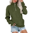 thumbnail image 2 of BODOAO Women's Quarter Zip Up Sweatshirt Long Sleeve Hooded Solid Color Oversized Sweatshirt Casual High Neck Pullover Sweatshirt for Trendy Y2K Fall Fashion Loose Fit Cozy Sweaters with Pocket, 2 of 4