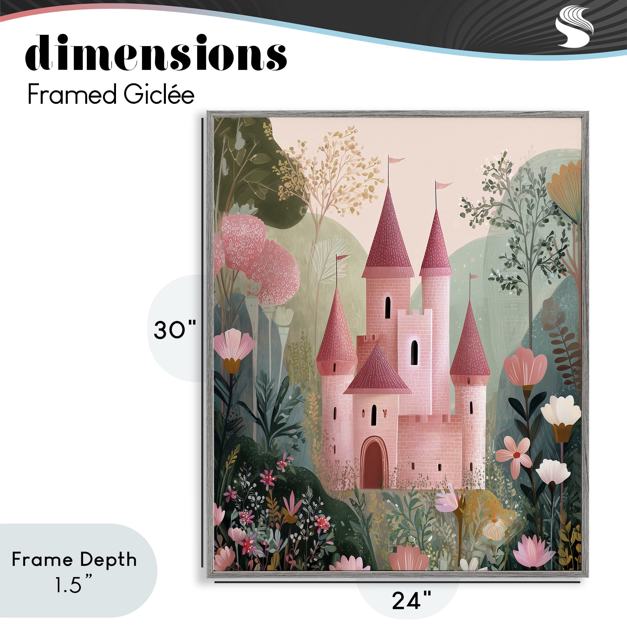 Stupell Industries Castle For A Princess Gray Framed Giclee Art, design by Christine Simpson Art