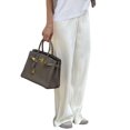 thumbnail image 3 of Womens Satin Elastic Waist Wide Leg Long Pants Beige S, 3 of 9