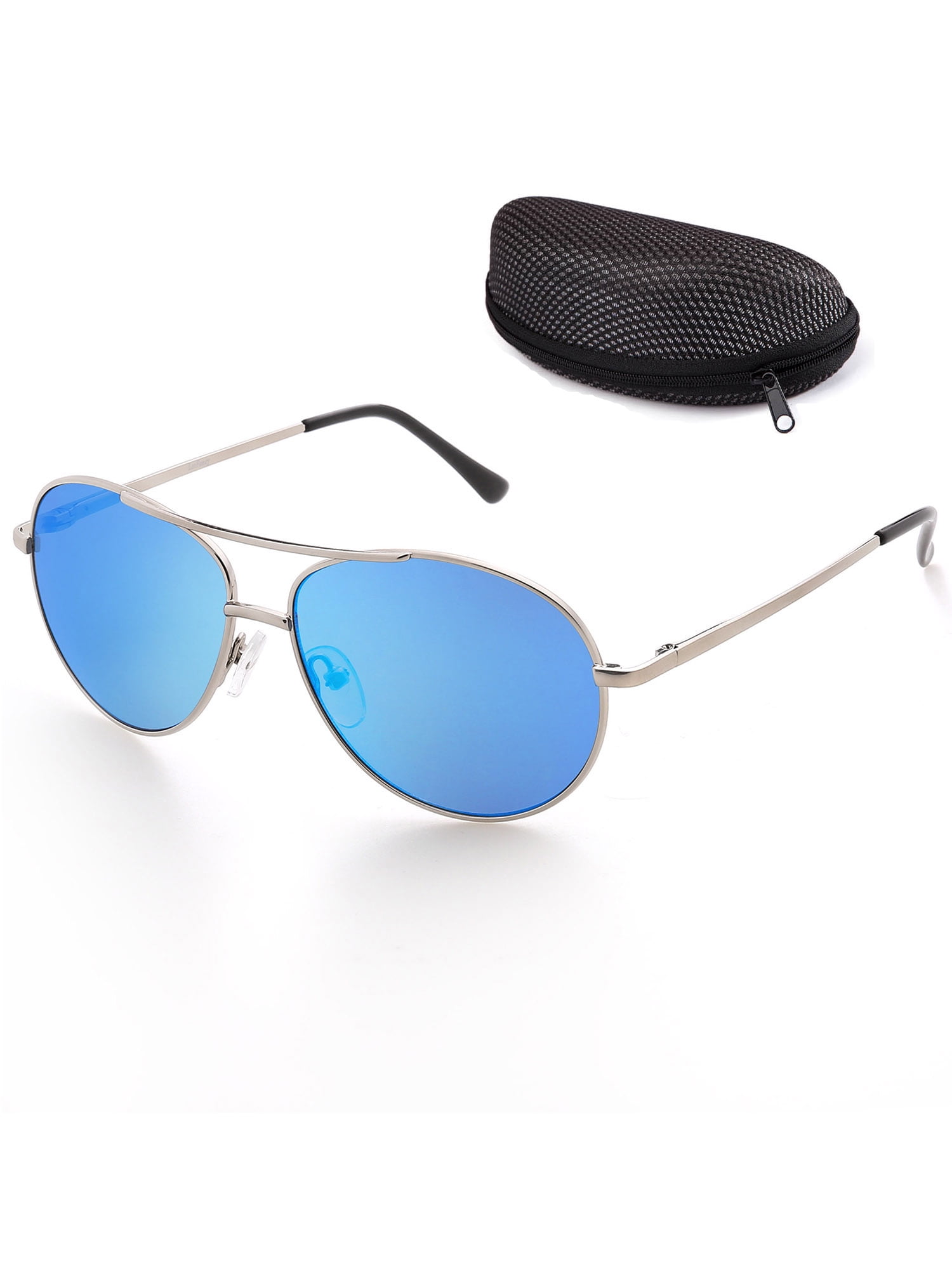 Aviator Sunglasses for Kids Boys Girls Children, Silver Frame,Blue