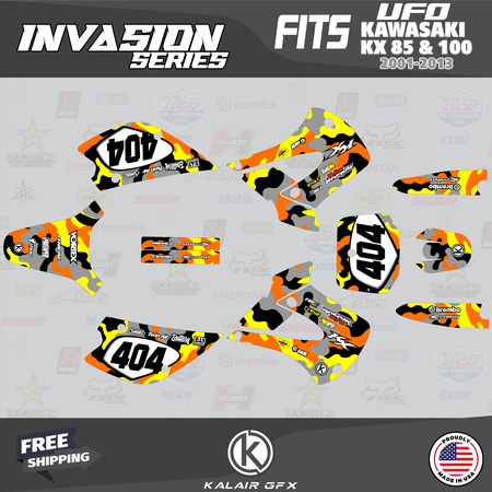 Kalair GFX Graphics Kit for Kawasaki KX85 UFO RESTYLE (2001-2013) Invasion Series