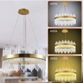 thumbnail image 3 of EAYSG Modern Crystal Chandelier, Round Crystal Gold LED Hanging Ceiling Light Adjustable Height, 3-Way Dimmable Pendant Lights Fixture 23.6 inch, 3 of 7