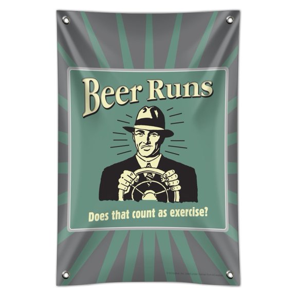 Beer Runs Does That Count as Excercise Funny Humor Retro Home Business Office Sign