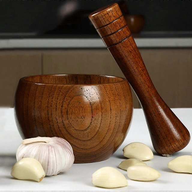 Wooden Mortar And Pestle, Great For Manual Ginger, Spices, Garlic Press Jujube Medicine Garlic Wuqx