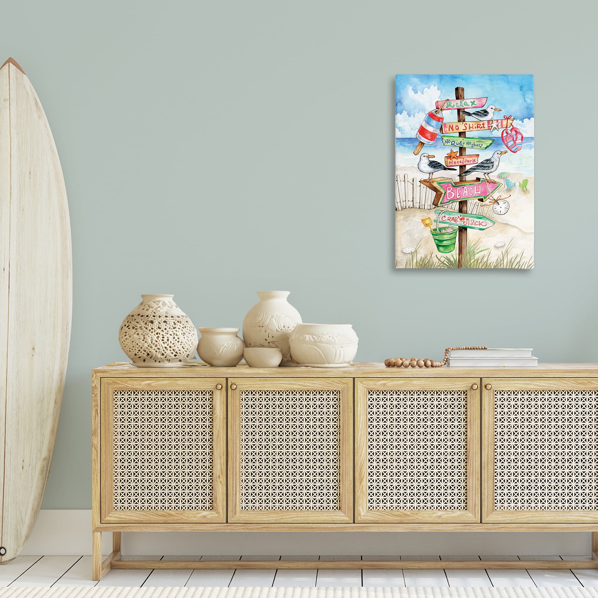 Stupell Industries Seaside Rules Signs Nautical & Beach Painting Wrapped Canvas Art Print Wall Art, 24 x 36
