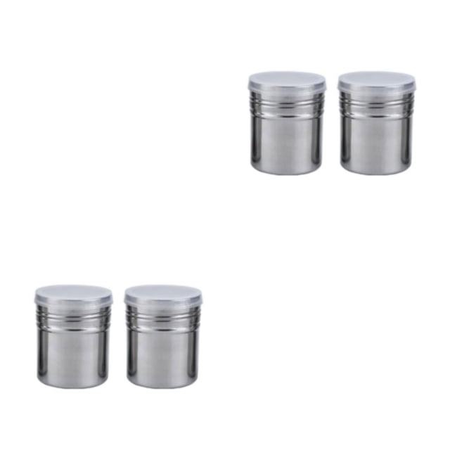 Inteprter 2 uds soporte de condimento sólido plateado con cubierta de malla fina de acero inoxidable-mantenga sus especias frescas y prácticas Medio6.5*8.5 2Conjunto
