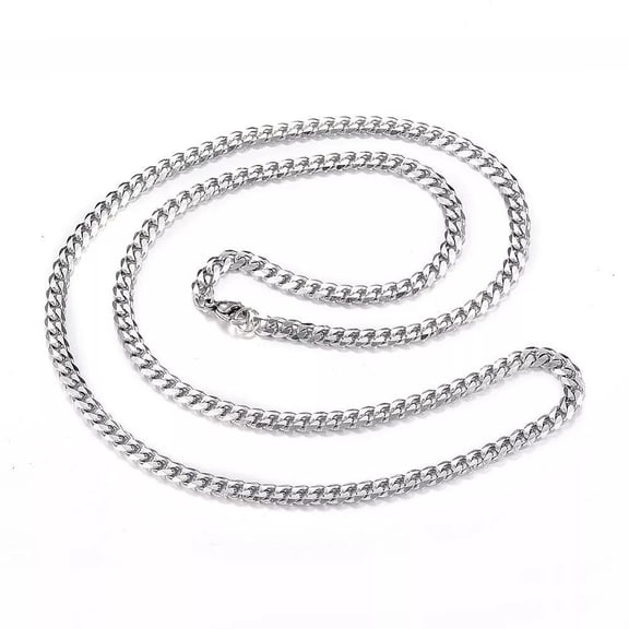Stainless Steel Curb Chain Necklace Lobster Clasp 29.5" 5Mm P35