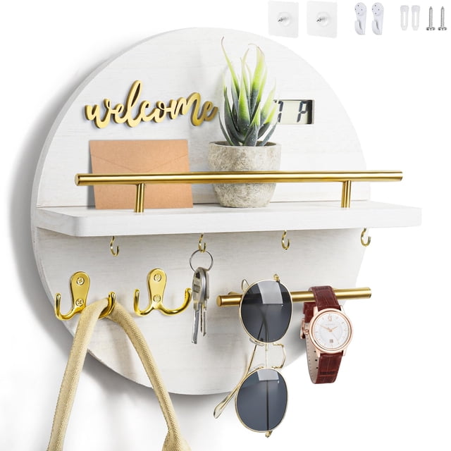 Organizador para llaves y correo LEIRUOTM, soporte de pared, blanco