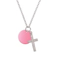 thumbnail image 2 of Delight Jewelry Acrylic 1" Disc Red Imitation Pearl I Have Plans for You Engraved Cross Zoey Necklace, 28", 2 of 4