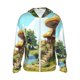 thumbnail image 1 of Fotbe Cartoon Mushroom House Chaqueta con Protección Solar UPF 50+ para Hombre y Mujer, Camisa con Capucha y Bolsillos-XX-Large, 1 of 7
