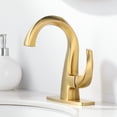 thumbnail image 4 of Wowow Gold Single Hole 1-Handle Bathroom Sink Faucet with Drain and Deck Plate, 4 of 8
