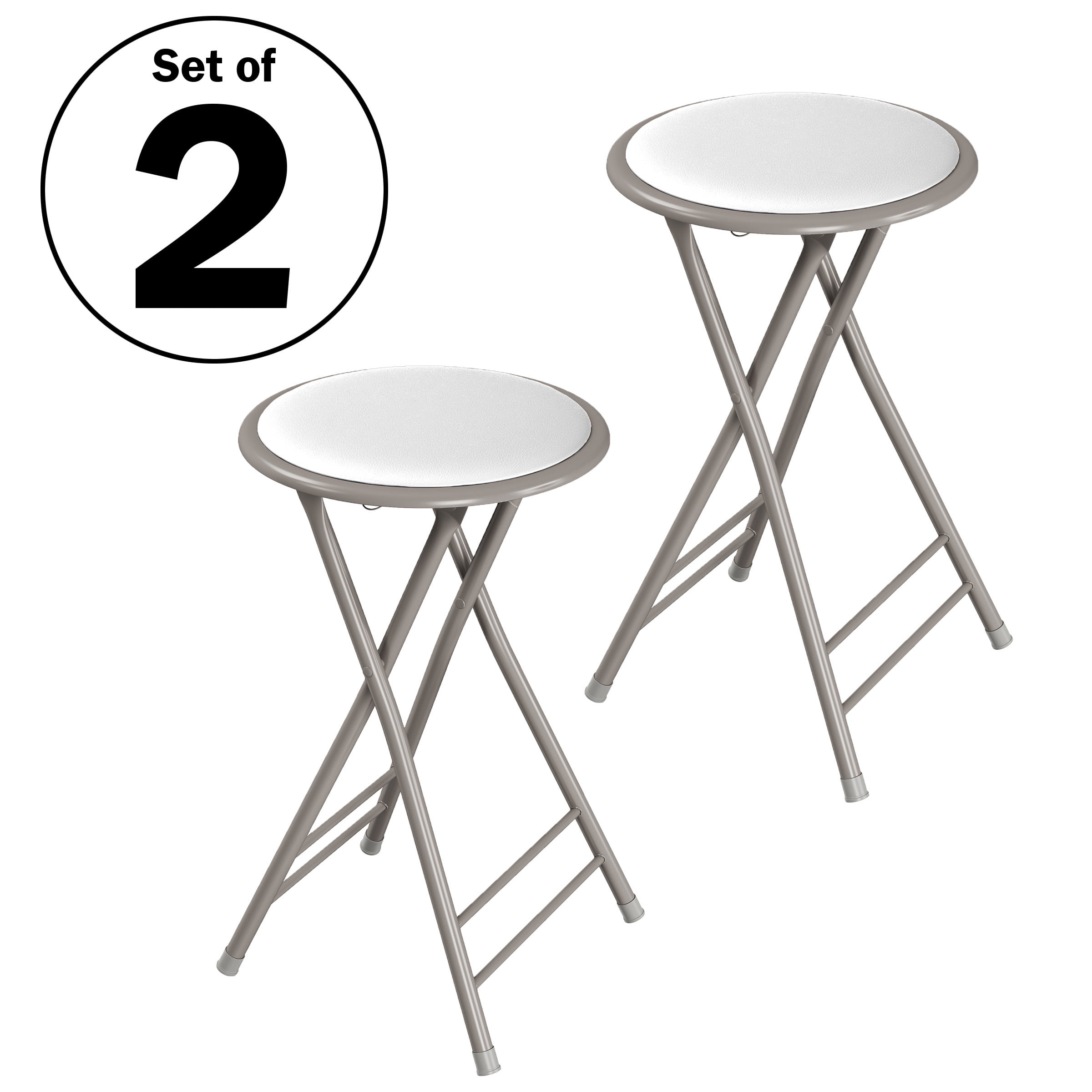 Lavish Home Backless 24-Inch Folding Stool with 225lb Capacity (White)
