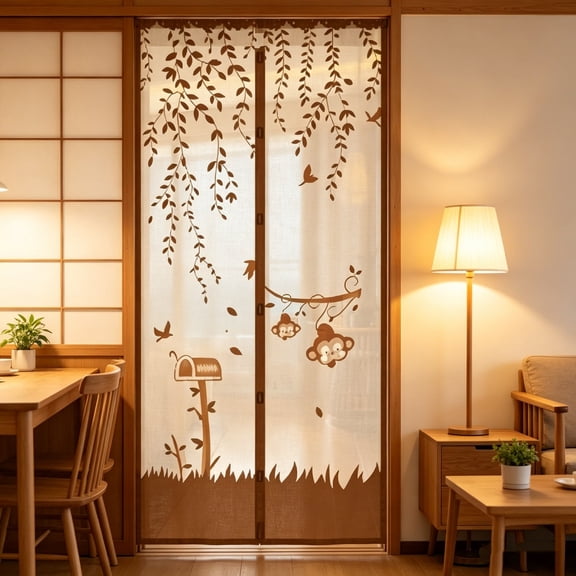 Guodhu Magnetic Self-Closing Mosquito Door Curtain, Soft Mesh Insect Fly Screen for Bedroom Living Room, Hands-Free Auto Close Summer Ventilation Partition(Brown)
