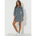 thumbnail image 3 of DARING DIVA 3/4 Sleeve Button Down Denim Shirt Dress L Blue, 3 of 6