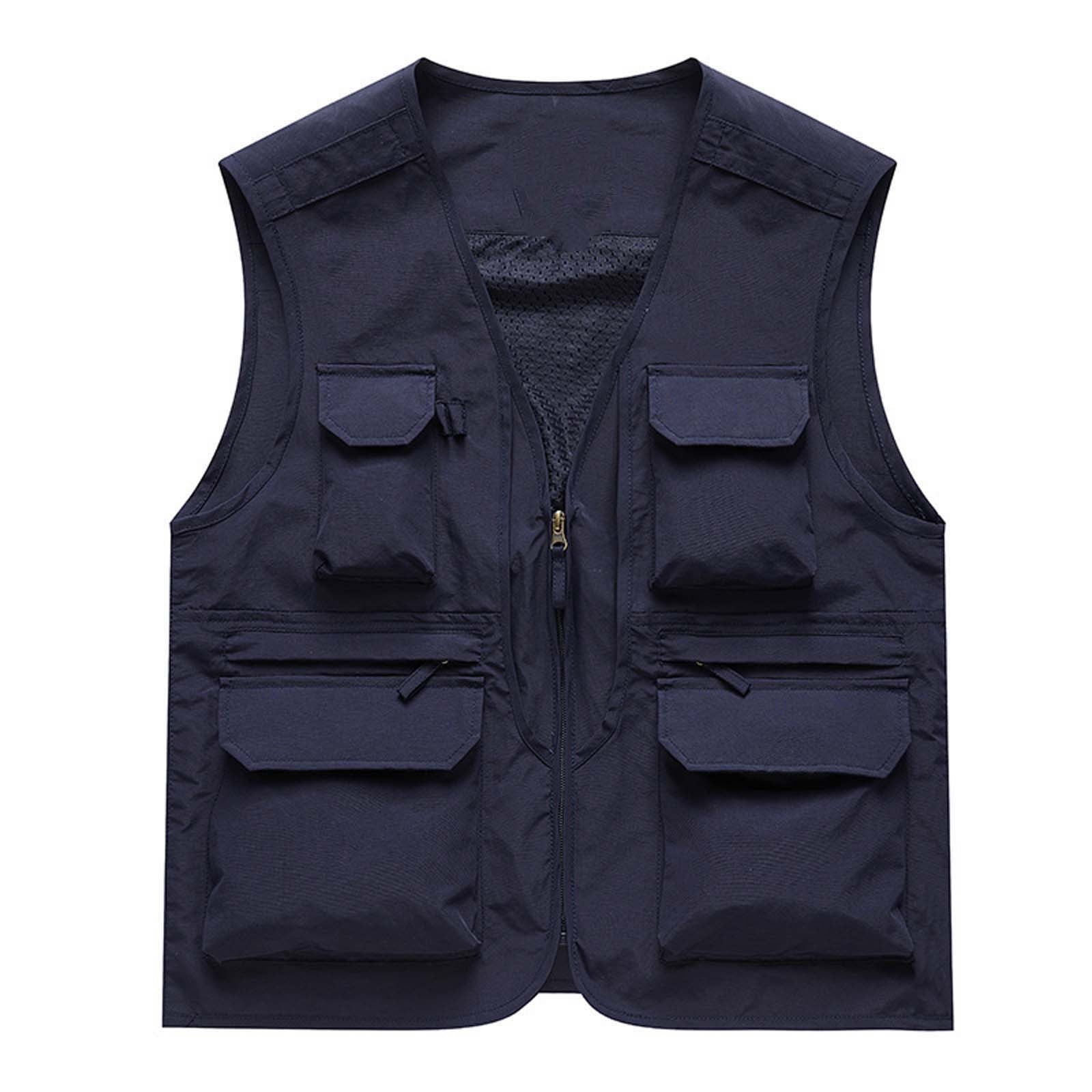 Rloper-Lop Men Summer Outdoors Work Vests Running Waistcoats Outerwears Photography Journalist Cargo Vest Jackets with Multi Pockets