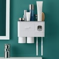 thumbnail image 4 of Cqxid Rack Under $20 Toilet Toothbrush Holder Non Perforated Toothbrush Cup Wall Mounted Toothbrush Cylinder Rack Wall Mounted Mouthwash Cup Tooth Set, 4 of 9