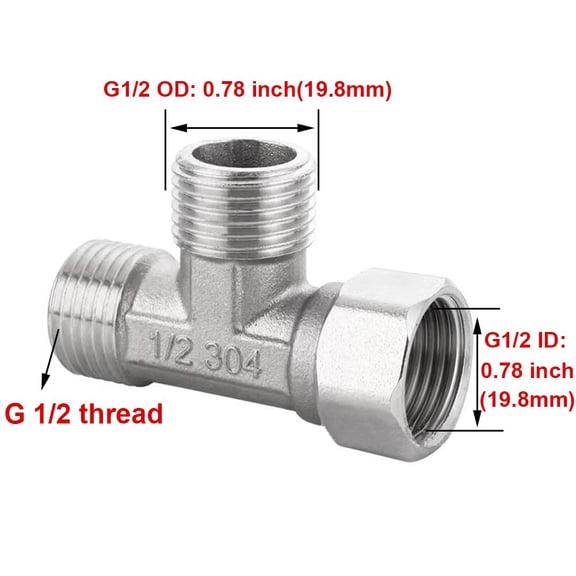 Stainless Steel 3 Way Diverter, Movable Cap Flexible Tee Connector for Angled Valve, Sprayer, Shower Arm