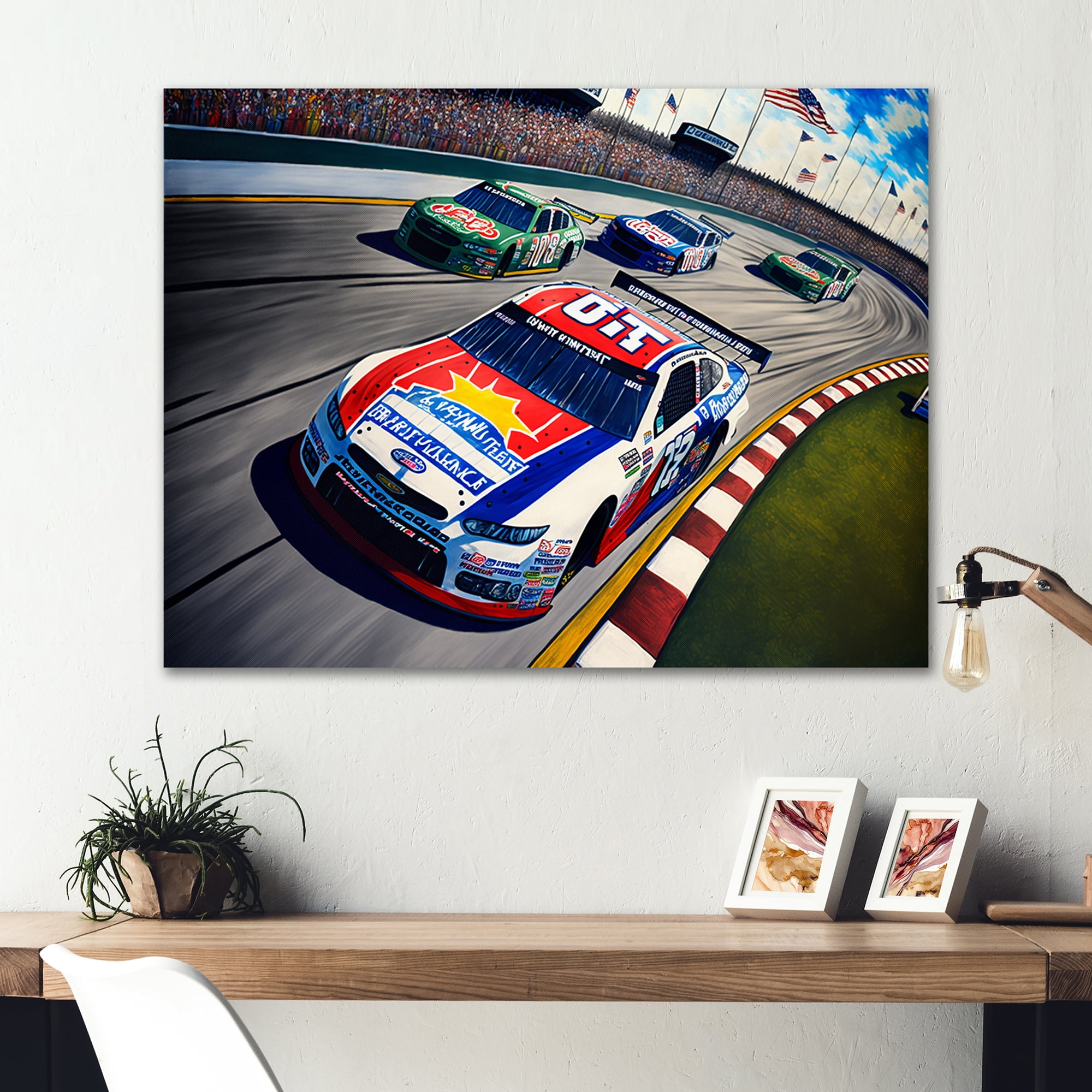 Designart Stock Car Racing Last Lap I Canvas Wall Art