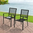 thumbnail image 3 of Nuu Garden 4PCS Outdoor Patio Stackable Wrought Iron Dining Chairs Set of 4,Bistro and Dining Chairs,Black, 3 of 10