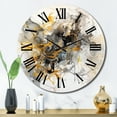 thumbnail image 1 of Designart "Marble Symphony in Yellow and Grey I" Abstract Oversized Wall Clock, 1 of 6