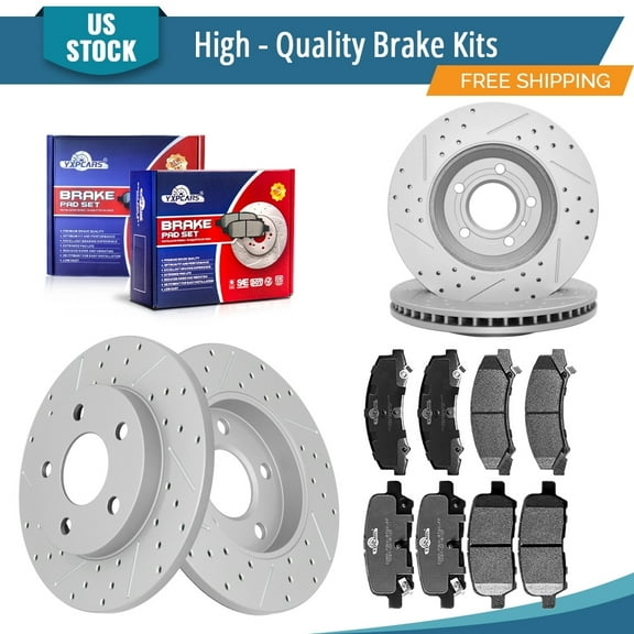 YXPCARS 12PCS Brake Kits, Front and Rear Drilled & Slotted Brake Rotors Ceramic Brake Pads Kit for Chevrolet Impala 2011-2013 Impala Limited 2014-2016 (55126 55085 1159 999)