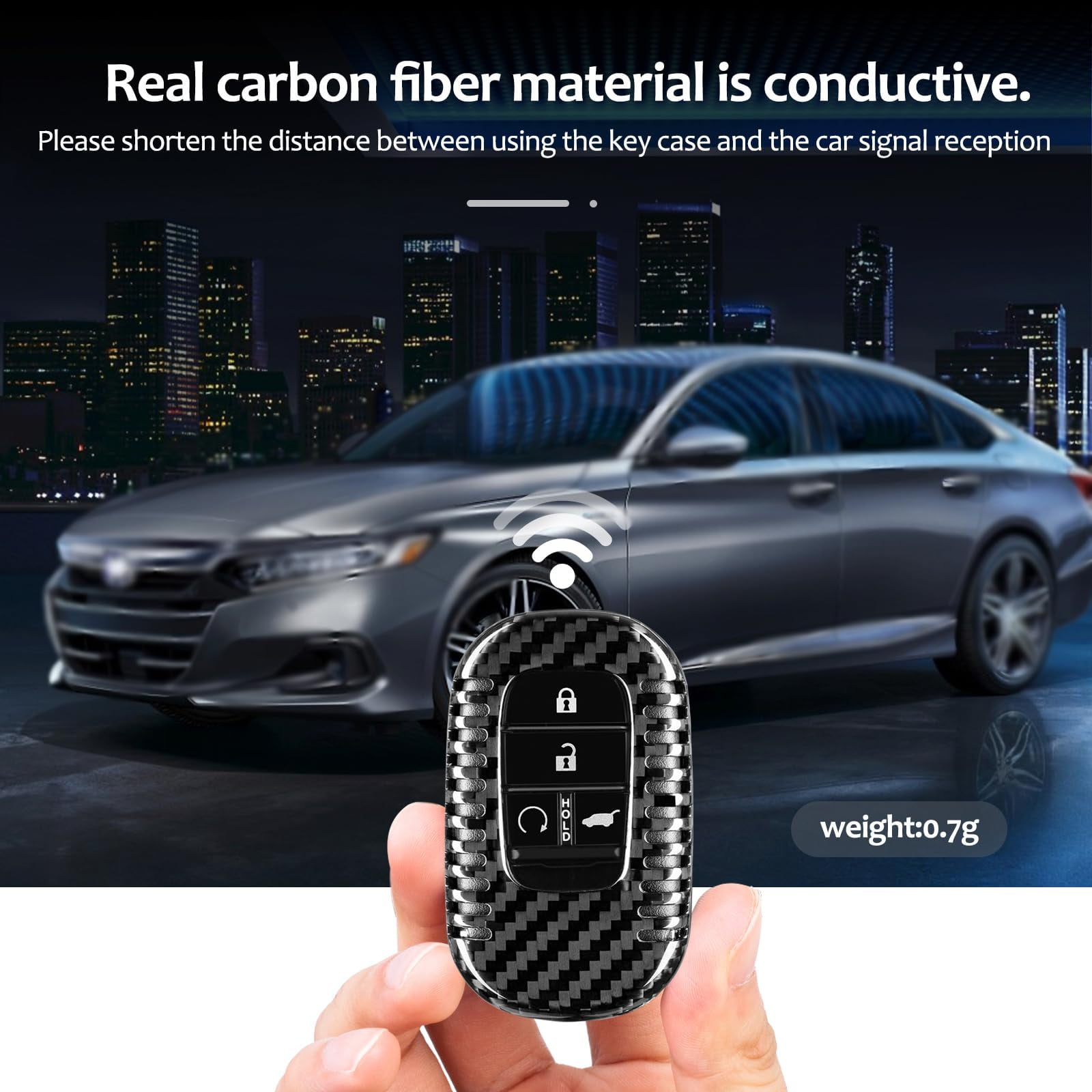 Key Fob Cover Compatible with Honda,Real Carbon Fiber Key Fob Case fits for Honda Civic Type R Key Shell fits for Accord Civic HR-V CR-V Pilot Sport SI EX EX-L Accessories 2023 2024