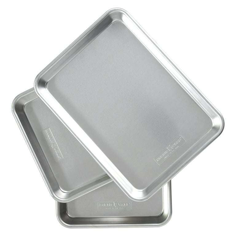 Nordic Ware Naturals Aluminum Quarter Sheet & Half Sheet Baking Pan Set,  Silver