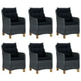 thumbnail image 3 of vidaXL 7 Piece Patio Dining Set with Cushions Poly Rattan Dark Gray, 3 of 11
