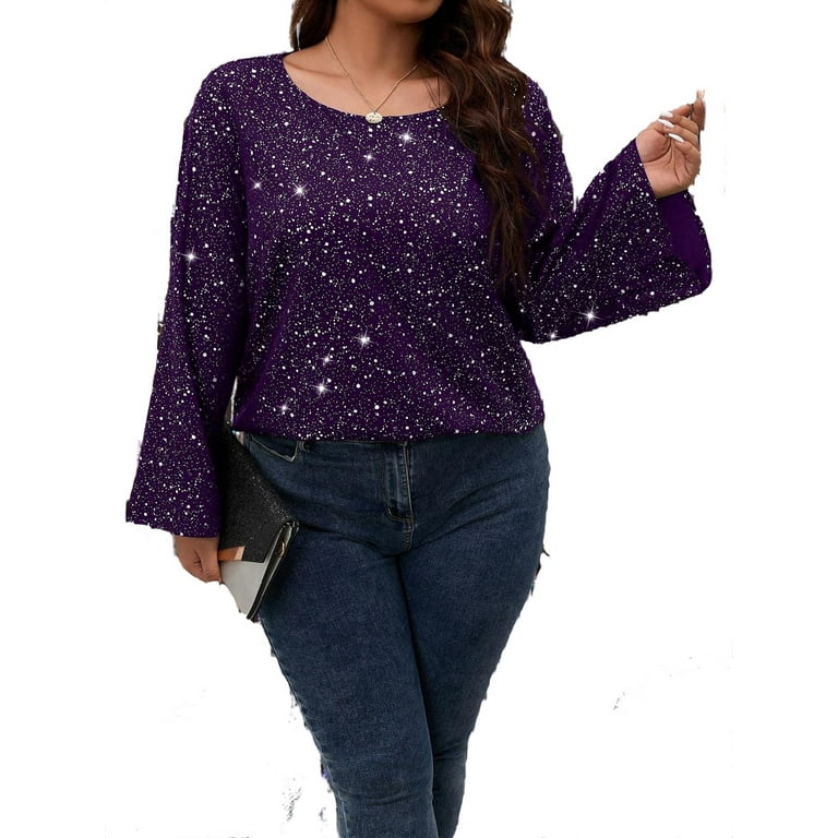 Casual Long sleeve Print Round neck Plus size Tops Casual Long sleeve Print Round neck Plus size Tops