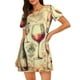 thumbnail image 1 of Fotbe Wine Bata de Dormir para Mujer con Estampado, Camisón de Algodón de Manga Corta, Ropa de Dormir Casual, 1 of 6