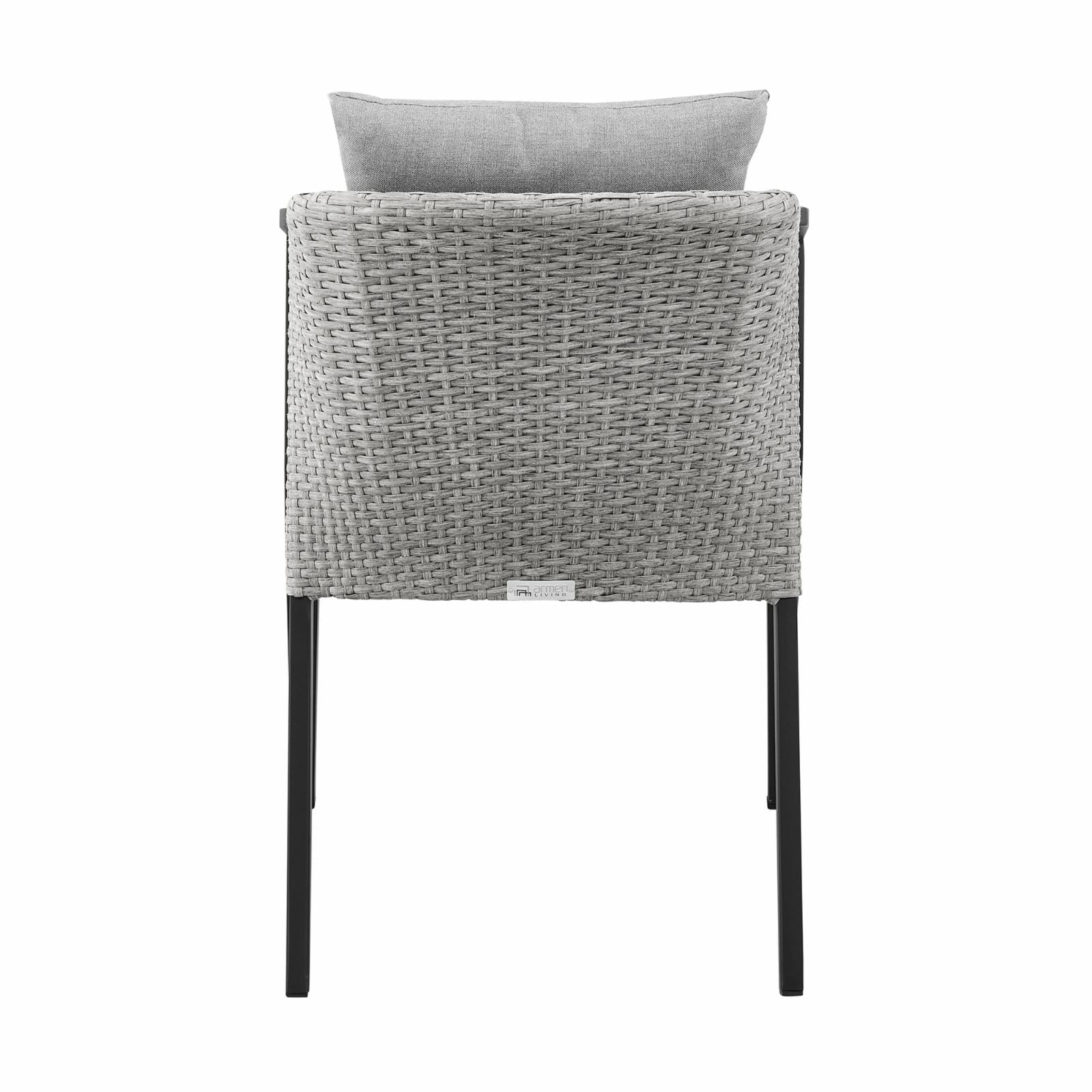 Armen Living Armen Living Aileen Outdoor Fabric/Rattan Dining Chairs in Gray/Black (Set of 2)