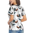 thumbnail image 4 of Zufioo Cool Chicken Print Women's Classic V-neck T-shirt, V-neck Short-sleeved Tops Home Wear, Suitable for Daily Life, Work, Outdoors-3X-Large, 4 of 8